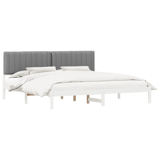 Estrutura de Cama de casal moderno com Cabeceira Estofada Cinzento-claro