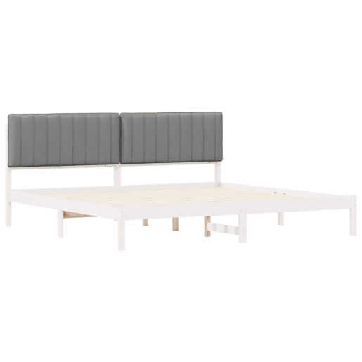 Estrutura de Cama de casal moderno com Cabeceira Estofada Cinzento-claro