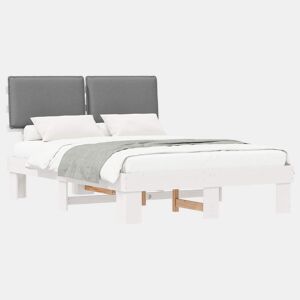 Estrutura de Cama de casal moderno com Cabeceira Estofada Cinzento-claro