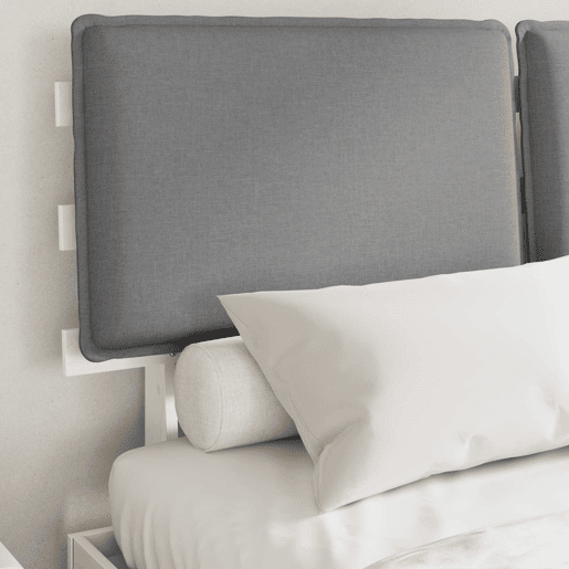 Estrutura de Cama de casal moderno com Cabeceira Estofada Cinzento-claro