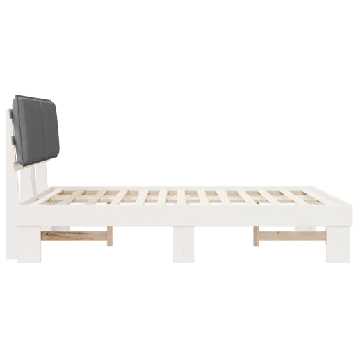 Estrutura de Cama de casal moderno com Cabeceira Estofada Cinzento-claro