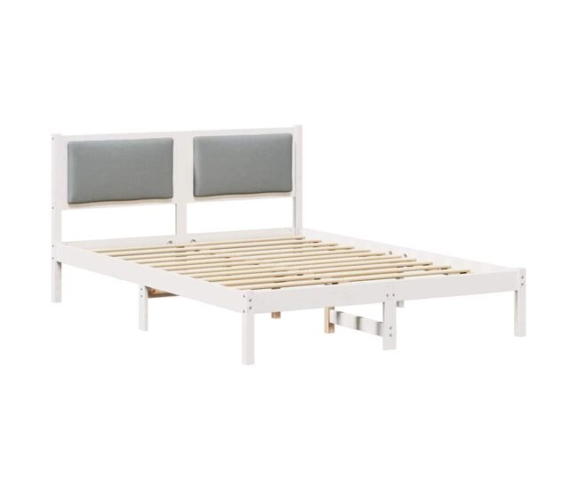 Estructura de cama matrimonial comodidad con cabecera - gris claro 150 x 200 cm