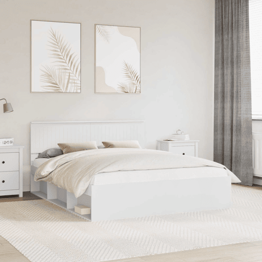 Estrutura da Cama de casal simple com cabeceira Branco 160 x 200 cm