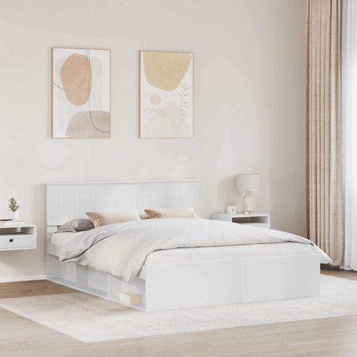 Estrutura da Cama de casal simple com cabeceira Branco 160 x 200 cm