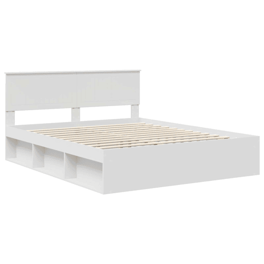 Estrutura da Cama de casal simple com cabeceira Branco 160 x 200 cm