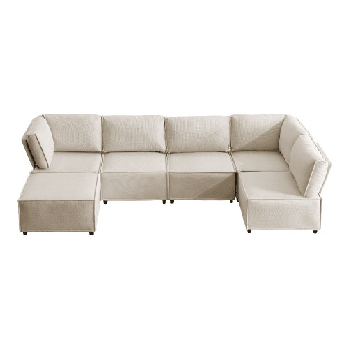 Sofá modular de 6 lugares - modular, flexível, fácil de montar, para qualquer tipo de casa - bege
