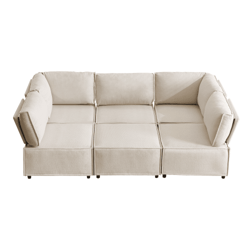 Sofá modular de 6 lugares - modular, flexível, fácil de montar, para qualquer tipo de casa - bege