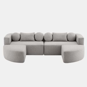Sofá modular 292 x 165 x 68 cm - sofá «Nube» em chenille compacta, sem montagem, 4 lugares - cinzento