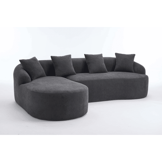 Sofá modular de 3 lugares - curvo, chaise longue à esquerda, chenille, sem montagem - cinzento escuro Sofá modular de 3 lugares - curvo, chaise longue à esquerda, chenille, sem montagem - cinzento escuro