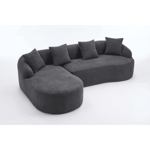 Sofá modular de 3 lugares - curvo, chaise longue à esquerda, chenille, sem montagem - cinzento escuro Sofá modular de 3 lugares - curvo, chaise longue à esquerda, chenille, sem montagem - cinzento escuro