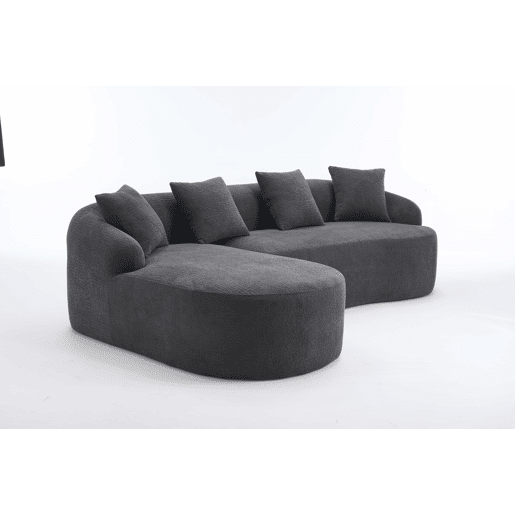 Sofá modular de 3 lugares - curvo, chaise longue à esquerda, chenille, sem montagem - cinzento escuro Sofá modular de 3 lugares - curvo, chaise longue à esquerda, chenille, sem montagem - cinzento escuro
