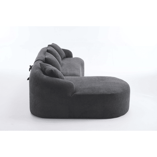Sofá modular de 3 lugares - curvo, chaise longue à esquerda, chenille, sem montagem - cinzento escuro Sofá modular de 3 lugares - curvo, chaise longue à esquerda, chenille, sem montagem - cinzento escuro