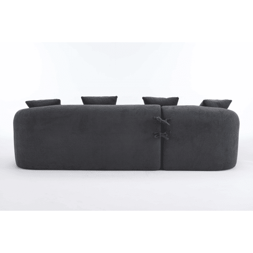 Sofá modular de 3 lugares - curvo, chaise longue à esquerda, chenille, sem montagem - cinzento escuro Sofá modular de 3 lugares - curvo, chaise longue à esquerda, chenille, sem montagem - cinzento escuro