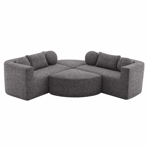Sofá modular de 4 lugares 292 x 165 x 68 cm - sofá Nube, chenille, sem montagem, convertível - preto