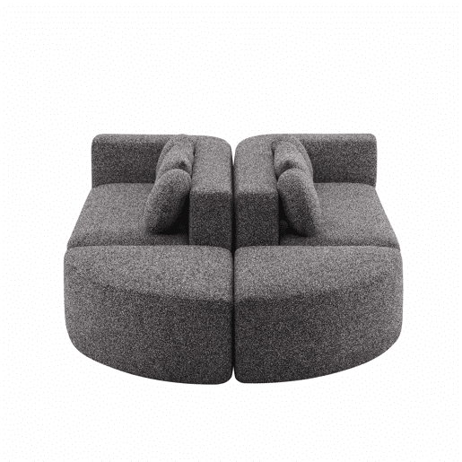 Sofá modular de 4 lugares 292 x 165 x 68 cm - sofá Nube, chenille, sem montagem, convertível - preto