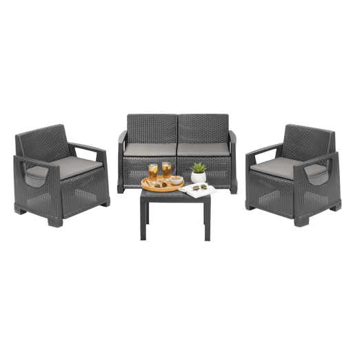 Conjunto de jardim 4 lugares em plástico