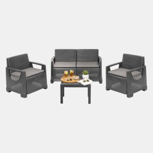 Conjunto de jardim 4 lugares em plástico