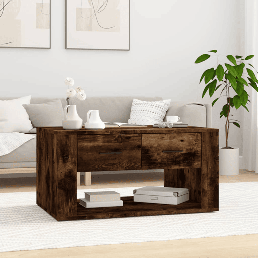 Mesa de Centro, Mesa baixa, 80x50x40 cm derivados de madeira carvalho fumado