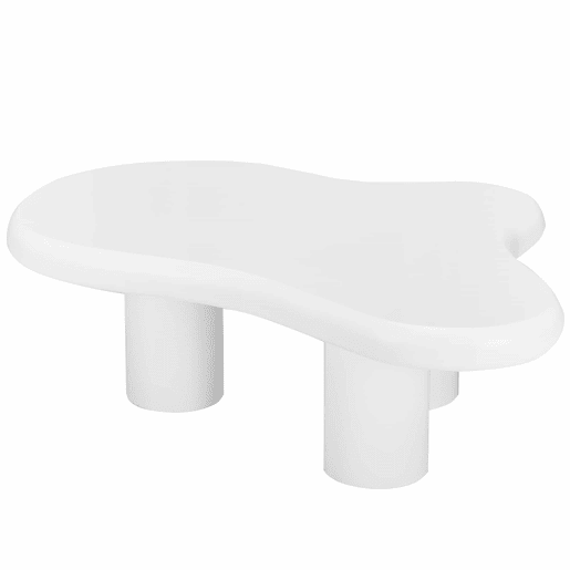 Mesa de centro irregular em forma de nuvem 97x67x32cm - MDF com almofadas de feltro, superfície lacada - Creativa