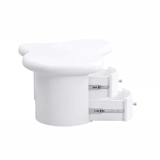 Mesa de centro moderna - Forma irregular - 2 gavetas, economia de espaço, estilo, estável - Branco