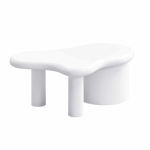 Mesa de centro moderna - Forma irregular - 2 gavetas, economia de espaço, estilo, estável - Branco