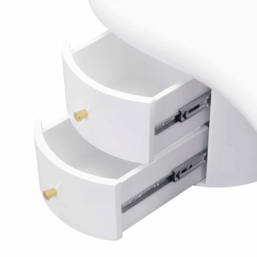 Mesa de centro moderna - Forma irregular - 2 gavetas, economia de espaço, estilo, estável - Branco