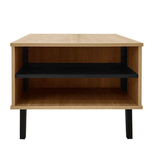 Mesa de centro 100 x 60 x 45 cm - Design em madeira colorida e preta, mesa de sala com gavetas - Natural