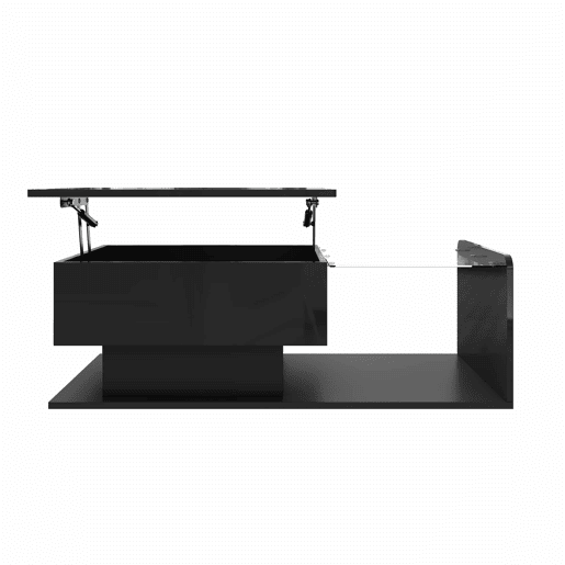 Mesa de café - Alta brilho, mesa auxiliar, mesa de café com vidro e efeito LED - Preto