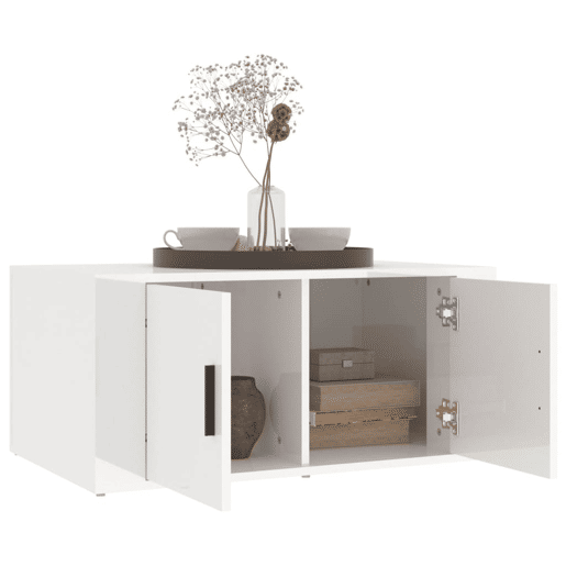 Mesa de Centro, Mesa baixa, 80x50x36 cm derivados madeira branco brilhante