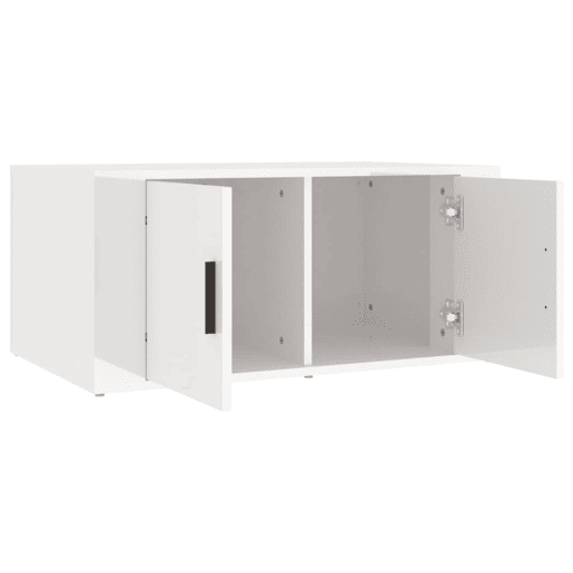 Mesa de Centro, Mesa baixa, 80x50x36 cm derivados madeira branco brilhante