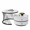 Conjunto de mesas de centro empilháveis 60x60x46cm e 50x50x31cm - Tampos redondos com acabamento efeito mármore, 2 gavetas - Branco