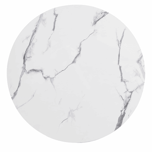 Conjunto de mesas de centro empilháveis 60x60x46cm e 50x50x31cm - Tampos redondos com acabamento efeito mármore, 2 gavetas - Branco