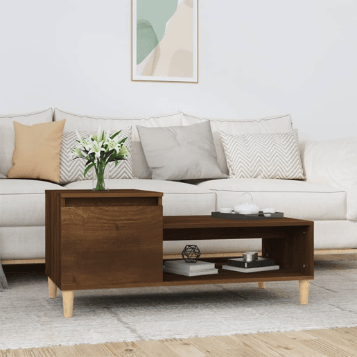 Mesa de Centro, Mesa baixa, 100x50x45 cm derivados madeira carvalho castanho