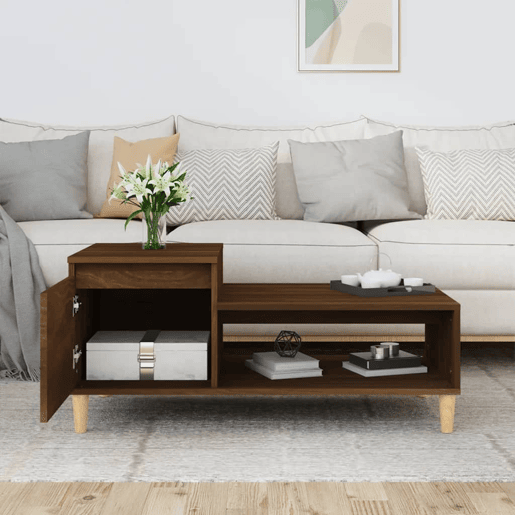 Mesa de Centro, Mesa baixa, 100x50x45 cm derivados madeira carvalho castanho