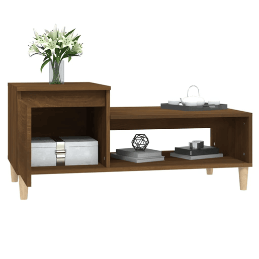 Mesa de Centro, Mesa baixa, 100x50x45 cm derivados madeira carvalho castanho
