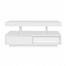 Mesa de centro com LED - gaveta aberta e compartimentos - Branco