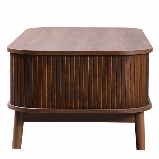 Mesa de centro - Rattan, com gavetas e portas deslizantes em madeira maciça, pernas em madeira maciça, estilo rústico natural