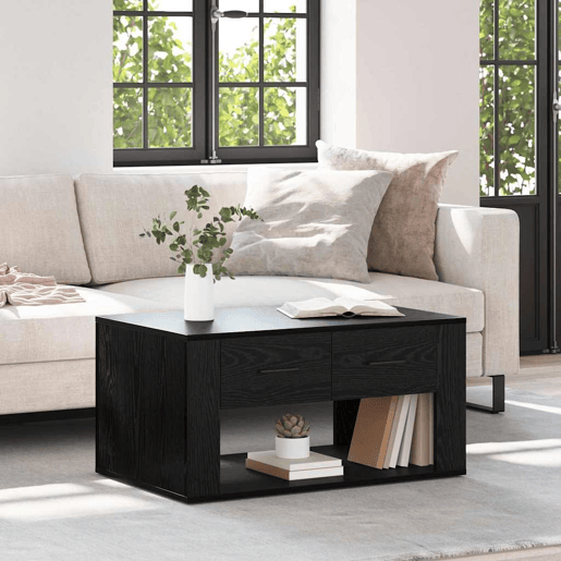 Mesa de Centro, Mesa baixa, com gaveta Carvalho Preto 80 x 50 x 40 cm