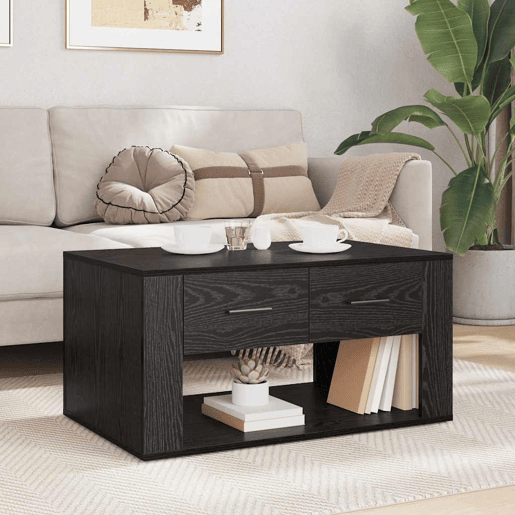 Mesa de Centro, Mesa baixa, com gaveta Carvalho Preto 80 x 50 x 40 cm