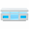 Mesa de centro 100x50x43 cm - com luzes LED controláveis por app, mesa de sala com armário, mesa de sofá com porta de carregamento e tomada elétrica - branca