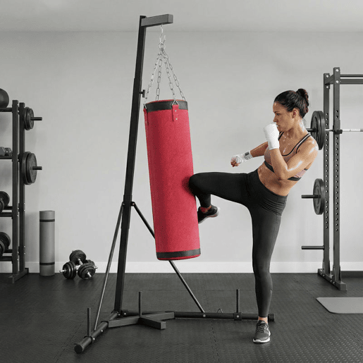 SPORTNOW Suporte para Saco de Boxe de Pé em Aço, Altura Ajustável 175u2013220 cm e 185u2013231 cm, Base Pesada e Saco de Lona para Treinos de MMA e Ginásio em Casa
