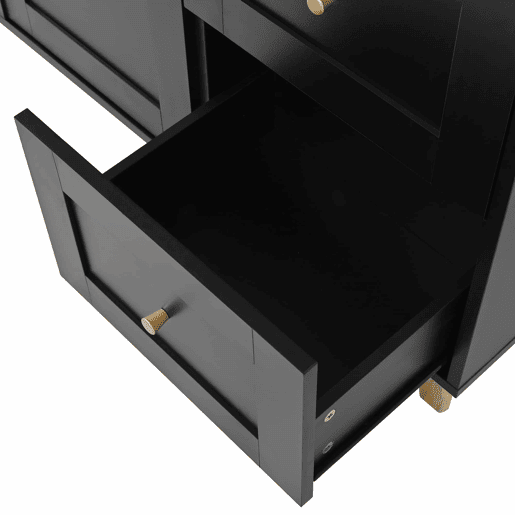 Armário alto com tomadas e painel perfurado u2013 com porta-copos e arrumação u2013 preto