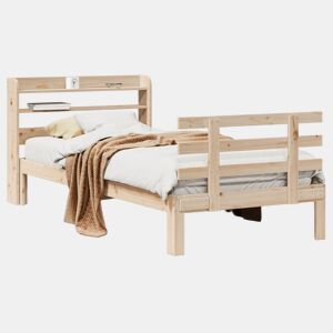 Estrutura de cama de solteiro para adultos com cabeceira 100x200cm pinho maciço