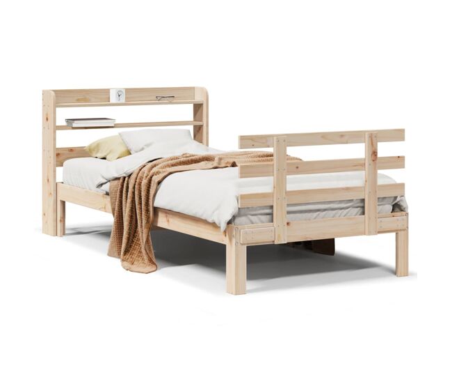 Estructura de cama individual para adultos con cabecero madera maciza pino 100x200 cm