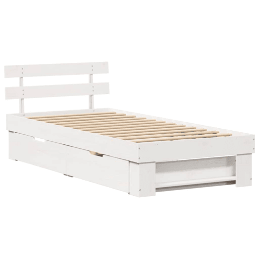 Estrutura de cama de solteiro para adultos Branco 90 x 190 cm Madeira de Pinheiro Sólida