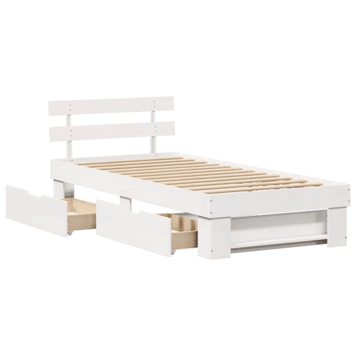 Estrutura de cama de solteiro para adultos Branco 90 x 190 cm Madeira de Pinheiro Sólida
