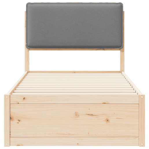 Estrutura de cama de solteiro simple com Cabeceira Estofada Cinzento-claro