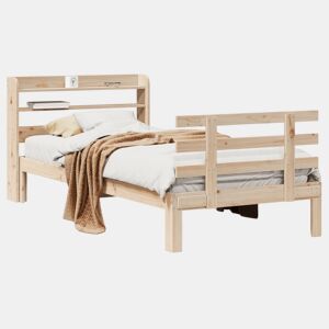 Estrutura de cama de solteiro para adultos com cabeceira 90x200 cm pinho maciço