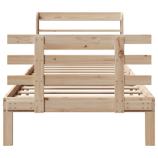 Estrutura de cama de solteiro para adultos com cabeceira 90x200 cm pinho maciço