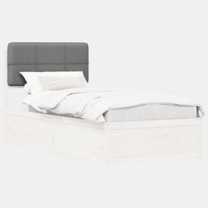 Estrutura de cama de solteiro simple com Cabeceira Estofada Cinzento-claro